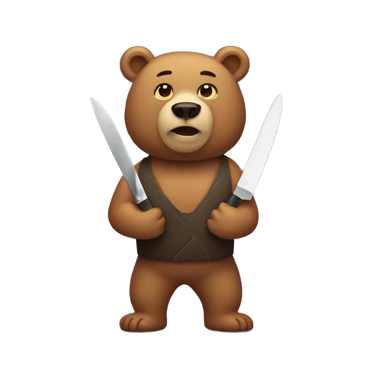 Bear holding knife emoji
