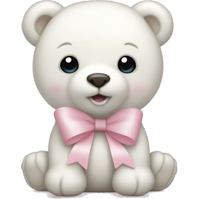 White teddy bear with light pink bow emoji