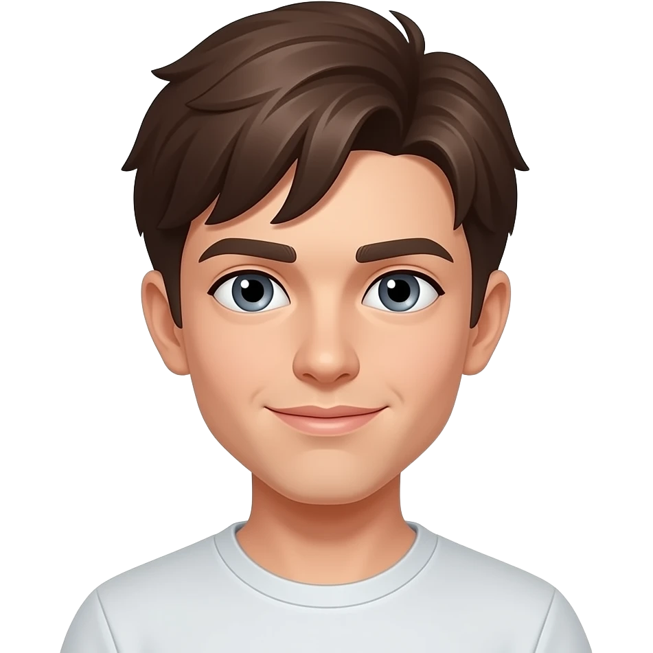 Emoji of a young man with brown hair and gray eyes emoji