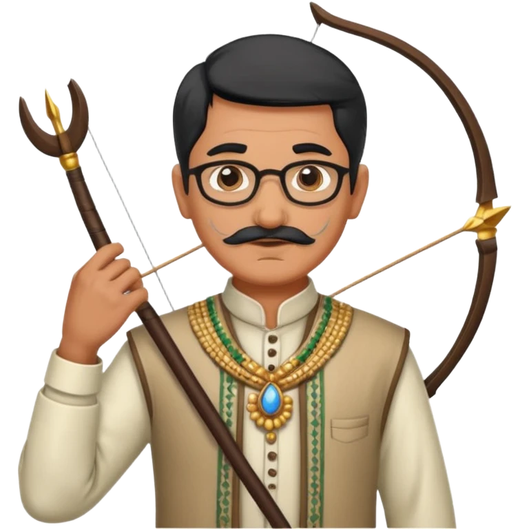 old indian male teacher in traditional attire archer emoji