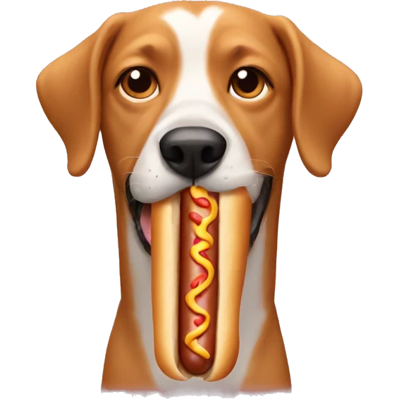 dog eating a hot dog emoji