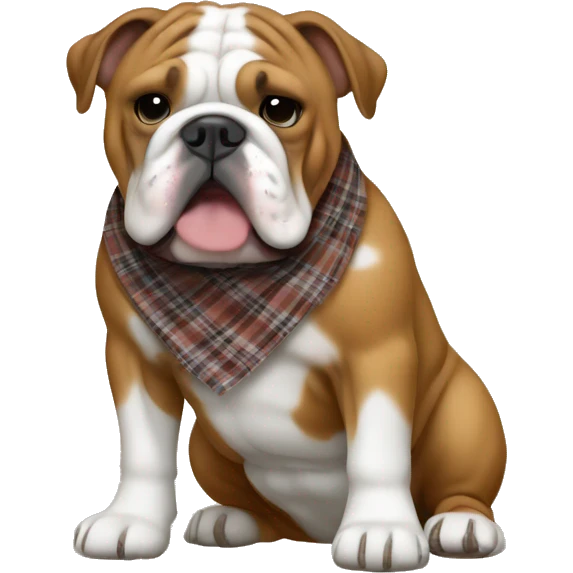 Brown English bulldog with plaid bandana emoji