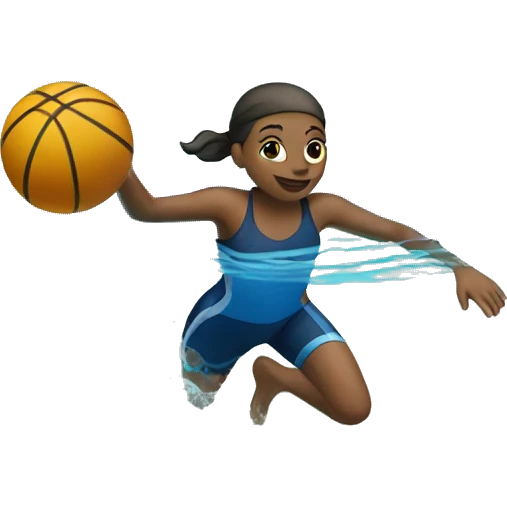 girl swimming while practicing basketb emoji