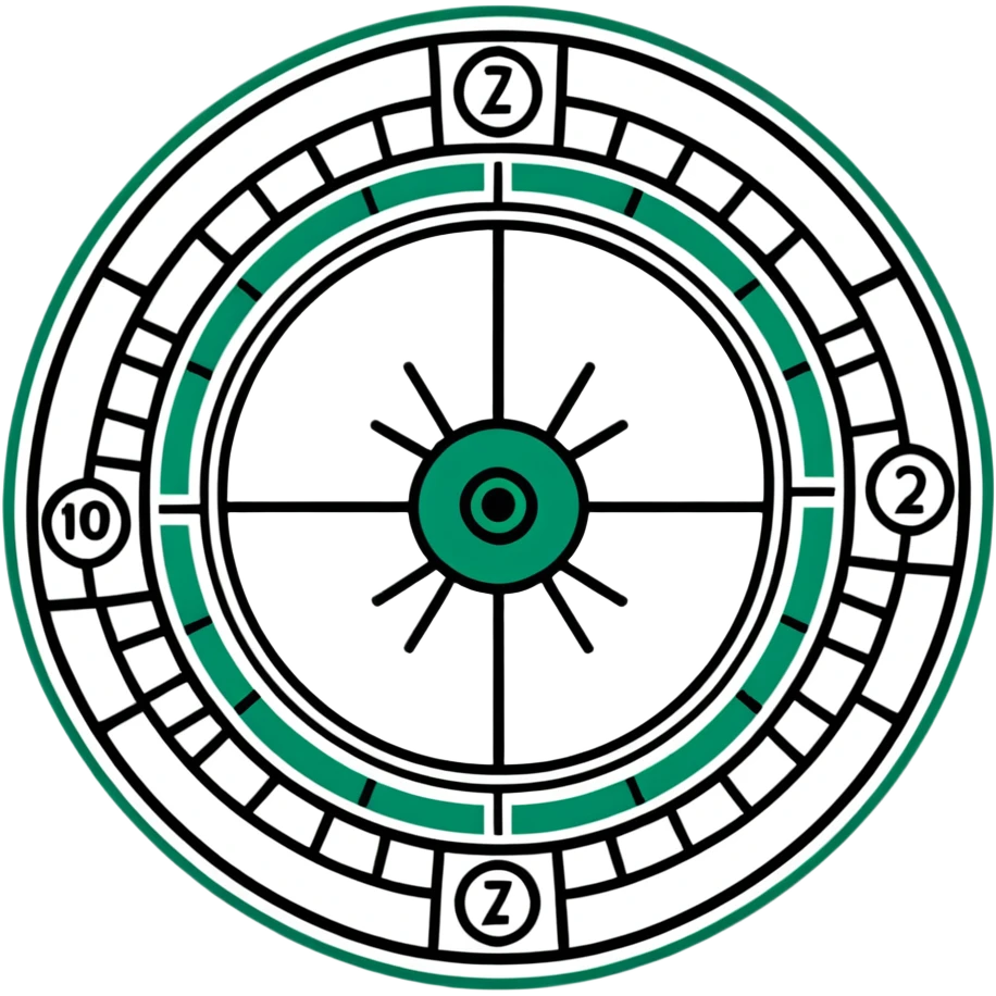 Precise Maya calendar glyph, geometric circular design with straight lines, only white and dark green, rigid angular divisions emoji