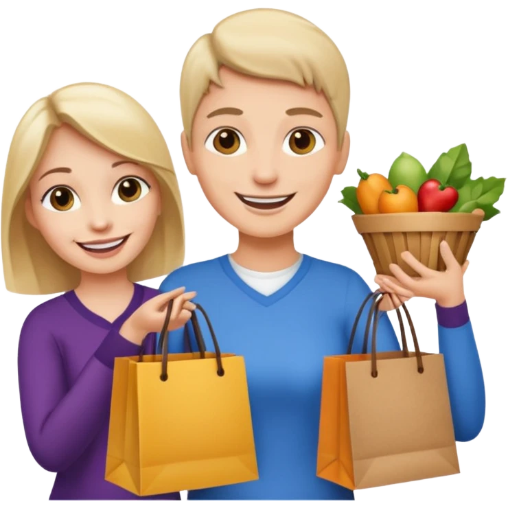 preciso de um emoji de um vendedor com sacolas na mão entregando para outra mulher emoji