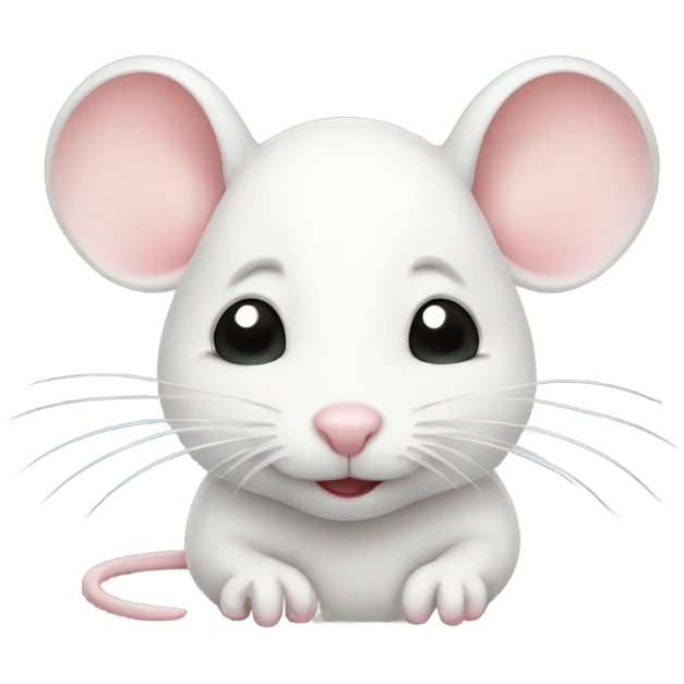 Cute little white mouse with kissy face emoji
