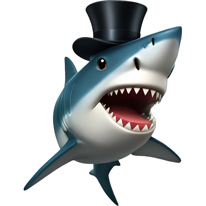 Shark with a top hat emoji