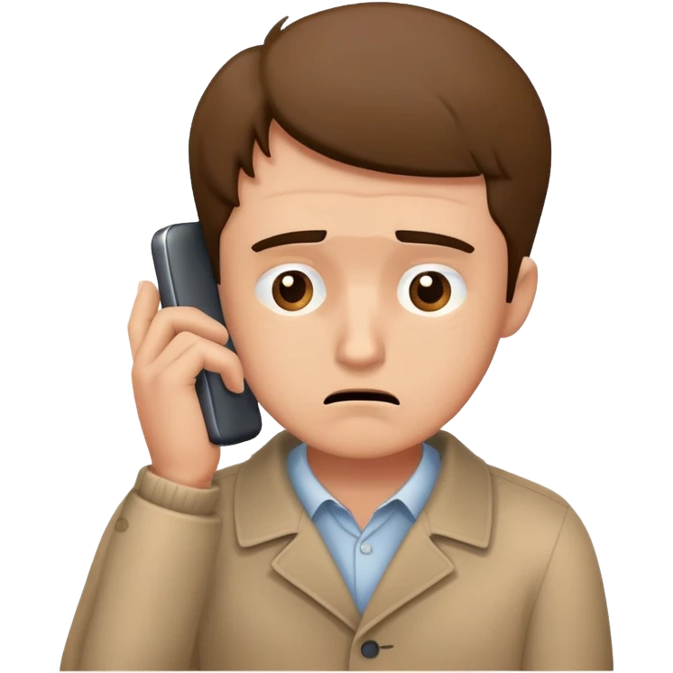 man watching at phone with ashamed expression emoji