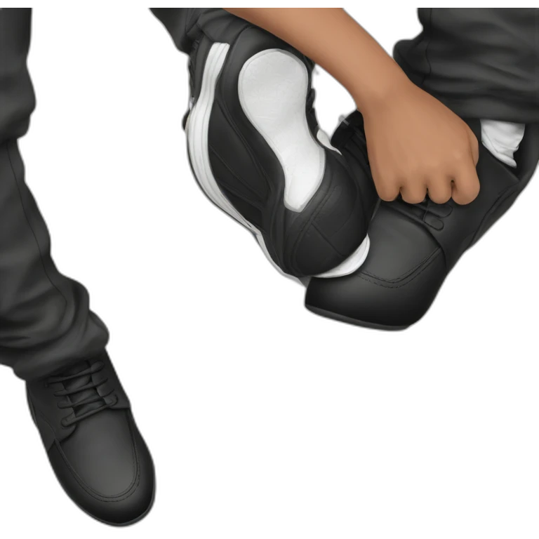 boy holding black shoes emoji