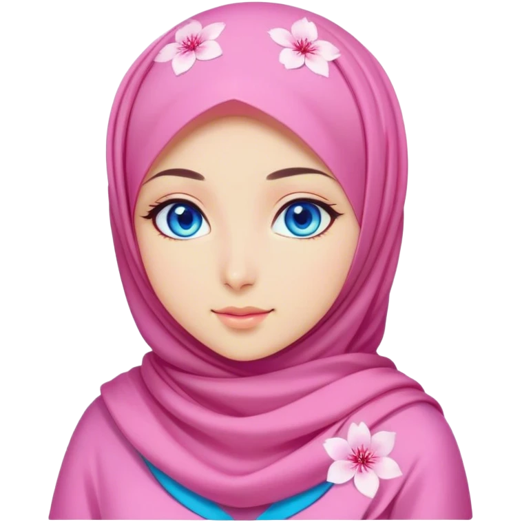 Turkish beautiful finish Konya girl blue eyes with hijab and Sakura dress emoji