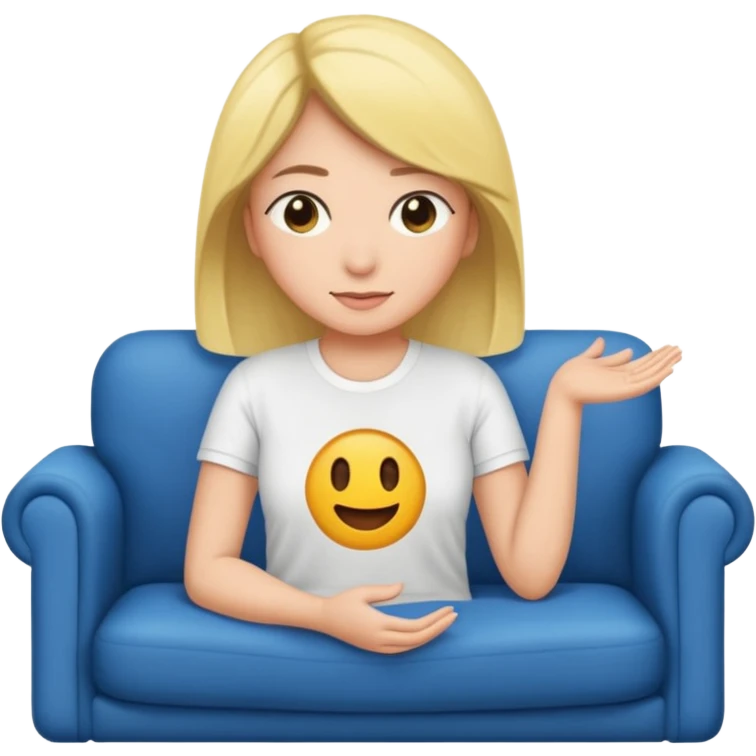 Uma mulher deitada no sofá assistindo dorama emoji