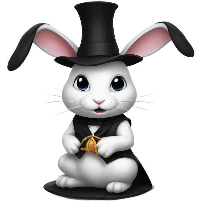 white rabbit sitting in black magician hat emoji