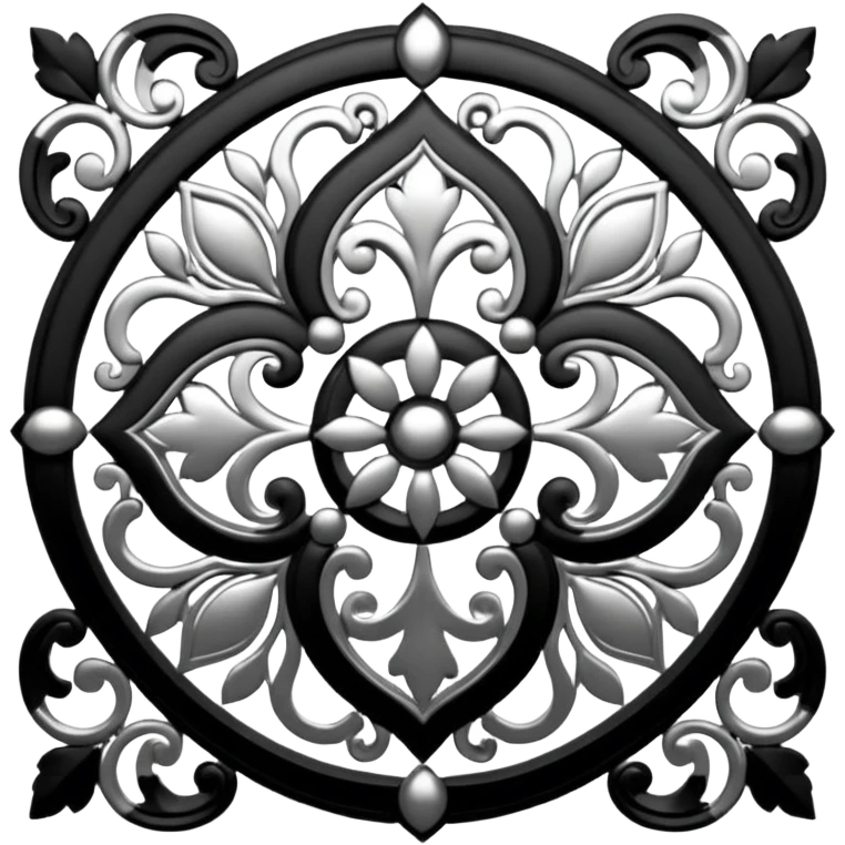 Black and silver filigree, 3D, extremely detailed design emoji