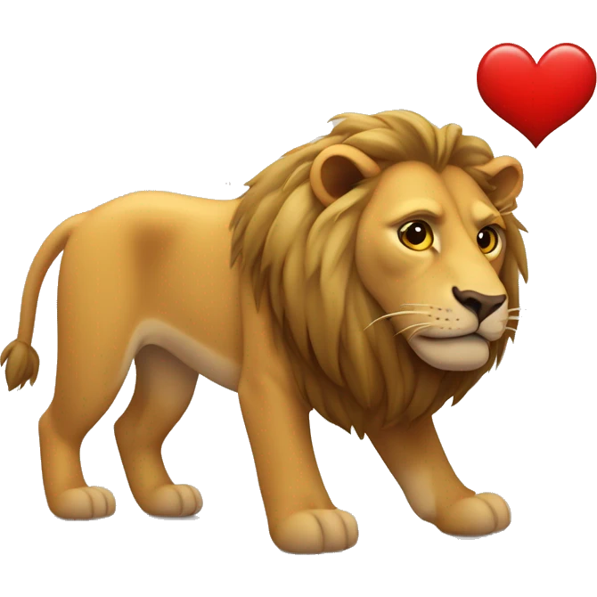 León guinando el ojo con corazon emoji