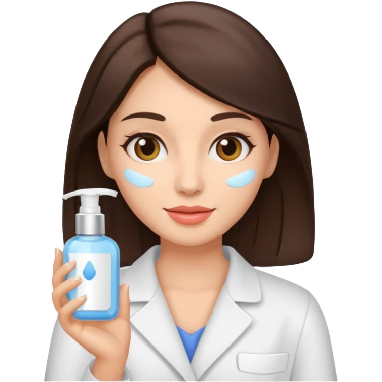 brunette woman holding skincare product emoji