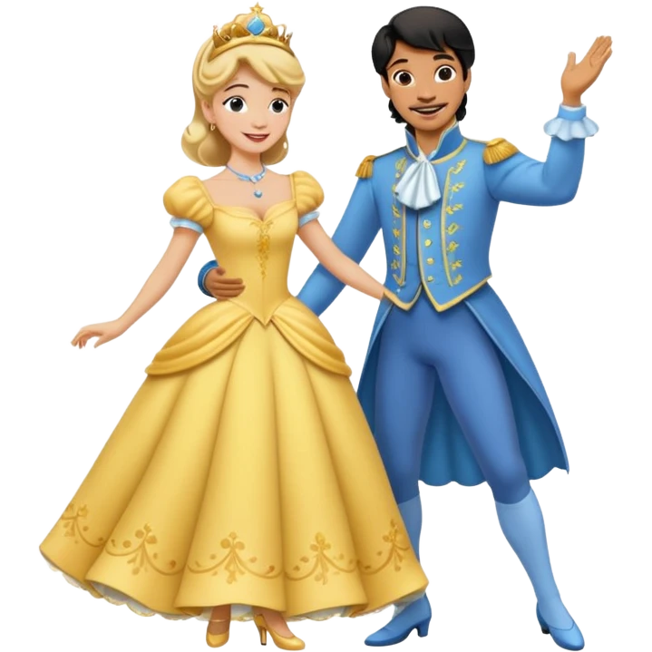 Prince and cinderella dancing sevillanas emoji