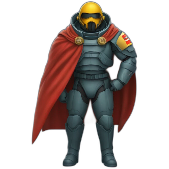 helldiver marine with cape holding a flag of super earth emoji