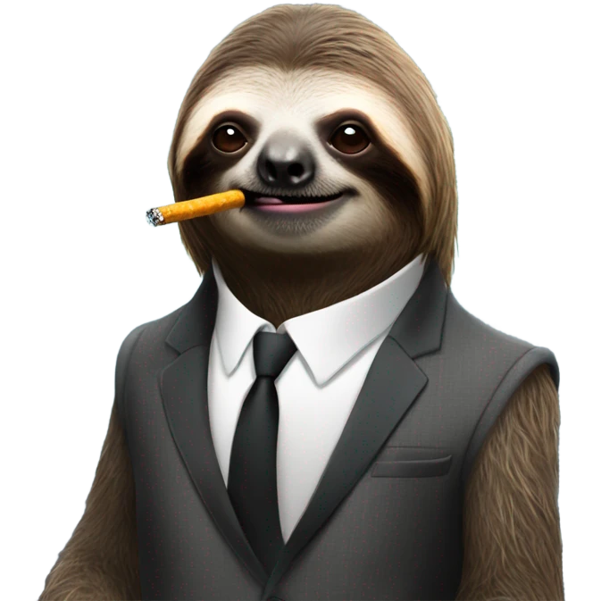 Sloth smoking cigarette in a suite emoji