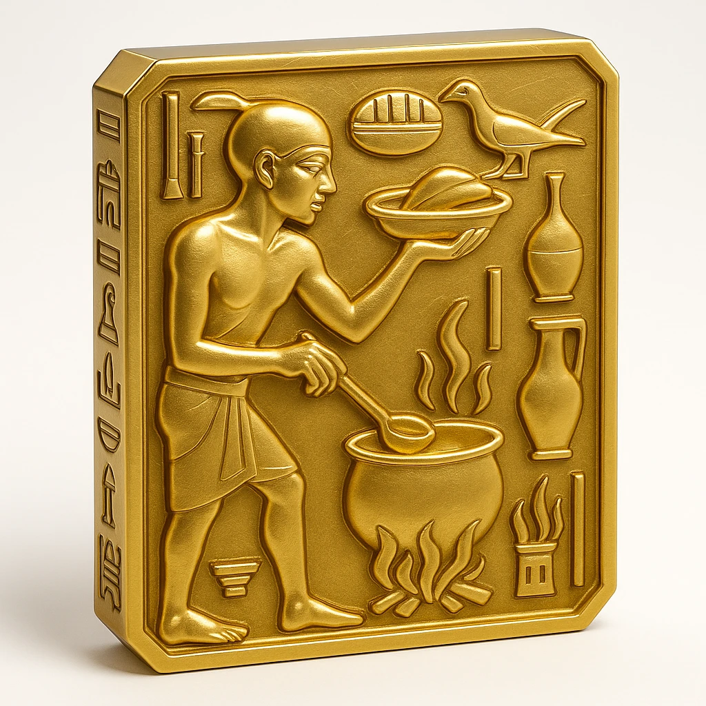 ancient Egyptian cooking scene in hieroglyphic style emoji