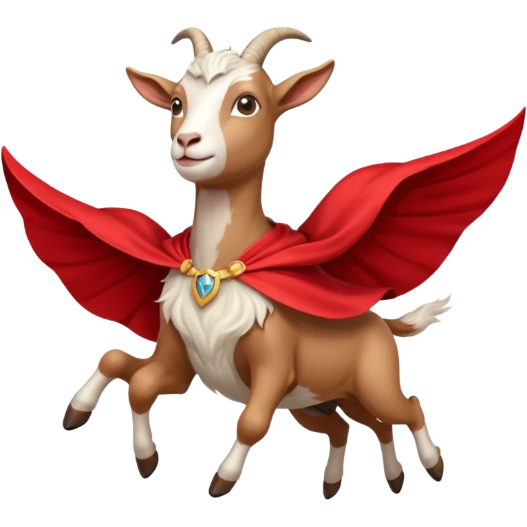 white female goat wearing a read cape like superman emoji