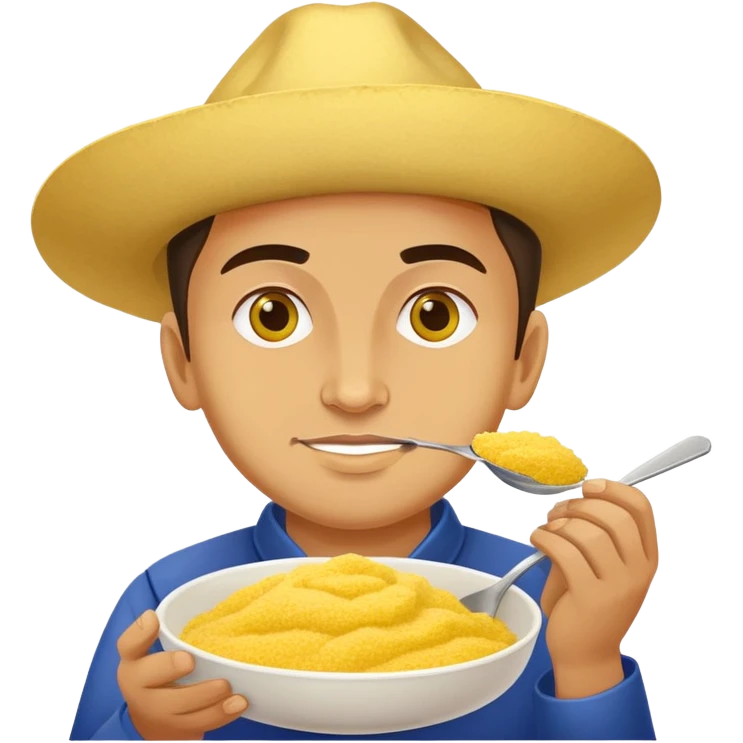 Moldovan patriot eating mamaliga cornmeal dish emoji