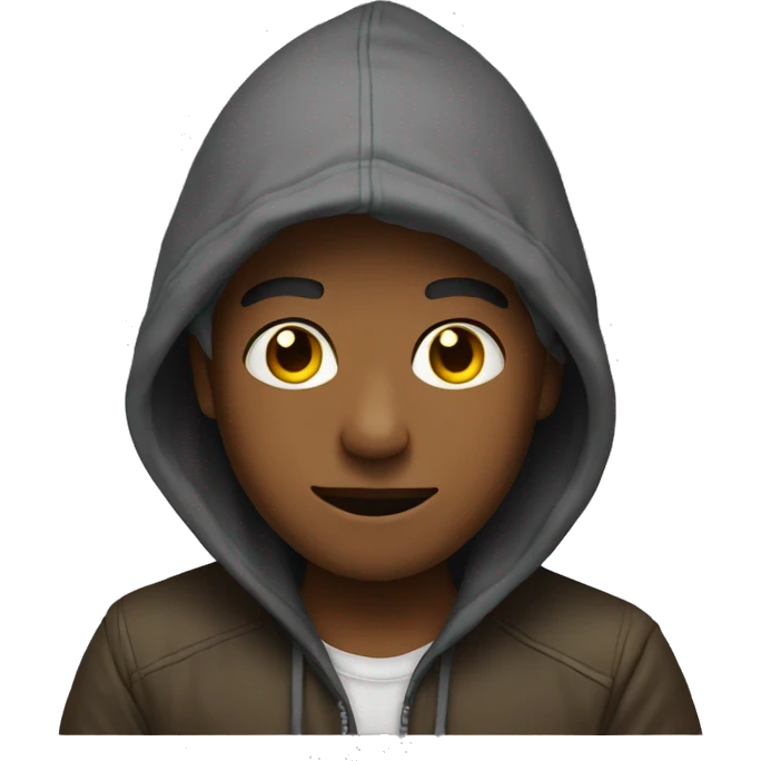 rad boy outdoors in hood emoji