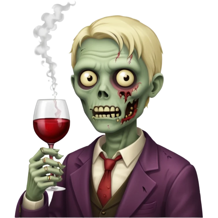 курящий зомби с бутылкой вина emoji