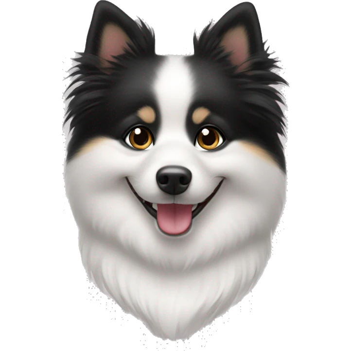 White german spitz dog smiling with black hair girl heart  emoji