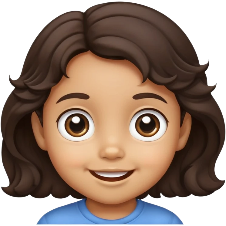 cute smiling toddler face with big eyes, medium skin tone, and dark wavy hair emoji