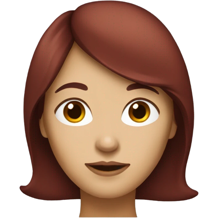 a woman with dark red hair shoulder length with bang emoji