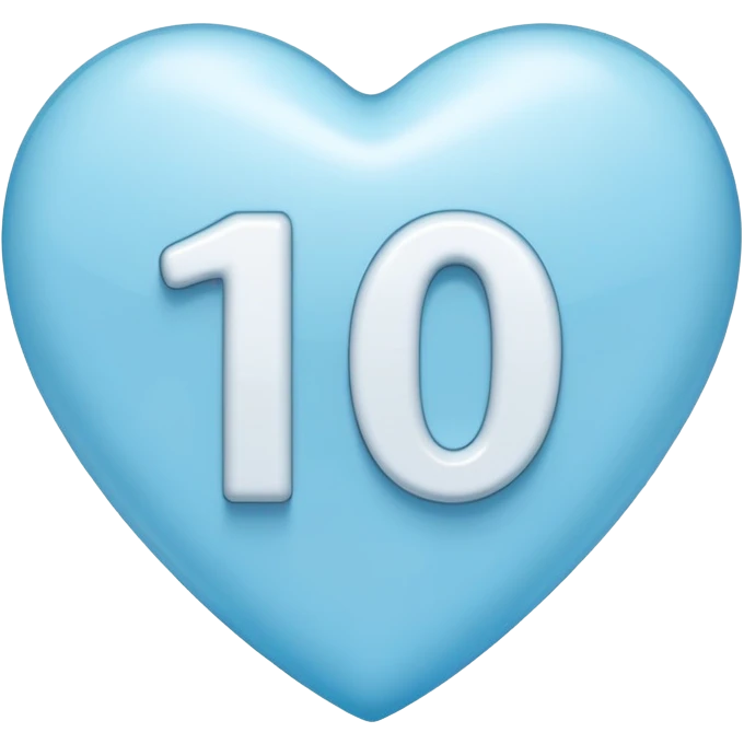 number ten inside a light blue heart emoji