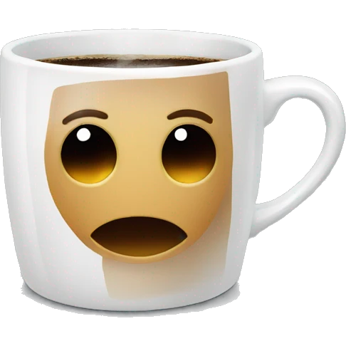 White mug with coffe emoji