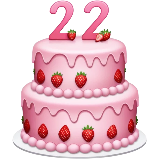 Pink cake with strawberries and the number 27  emoji