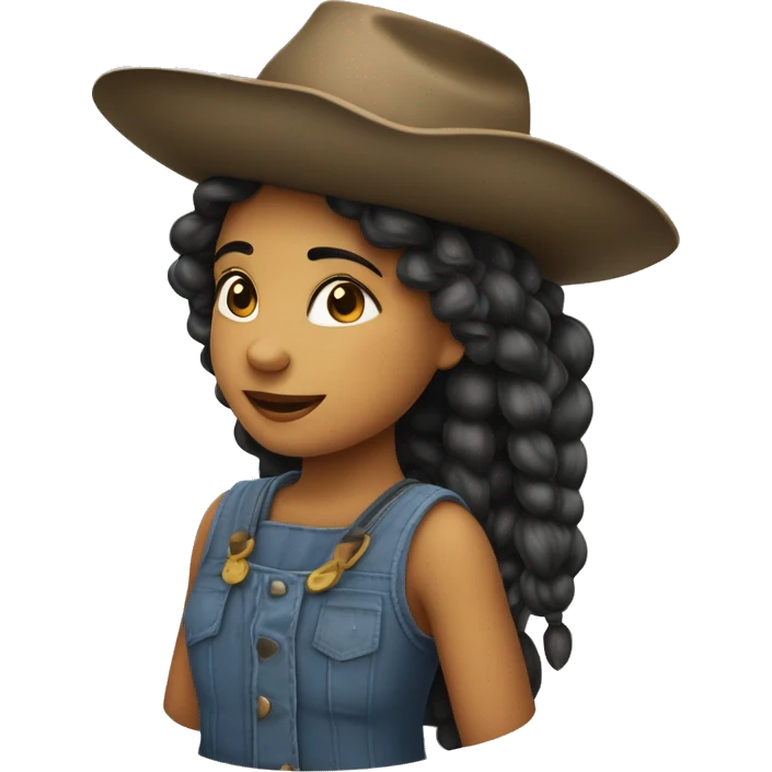 Uma menina Boiadeira com chapéu de boiadeira cabelos longos lisos e pretos emoji