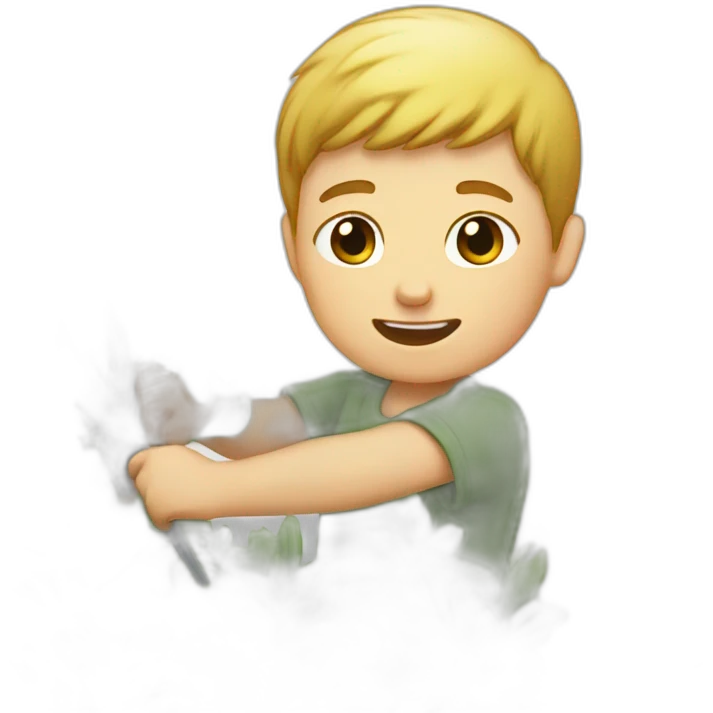 white kid trimming a bush emoji