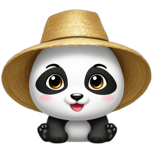 baby panda with rice farmer hat emoji