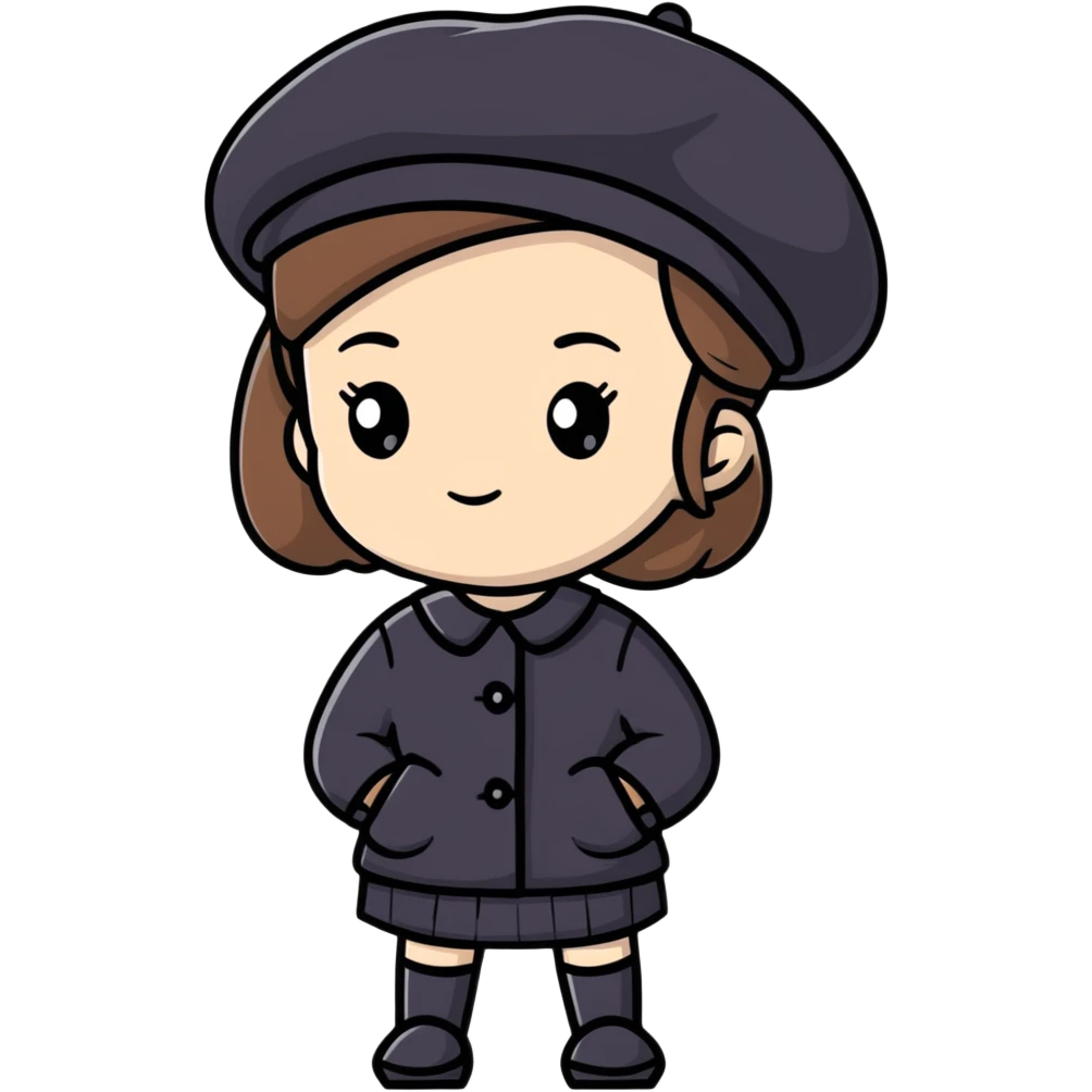 girl wearing a black beret emoji