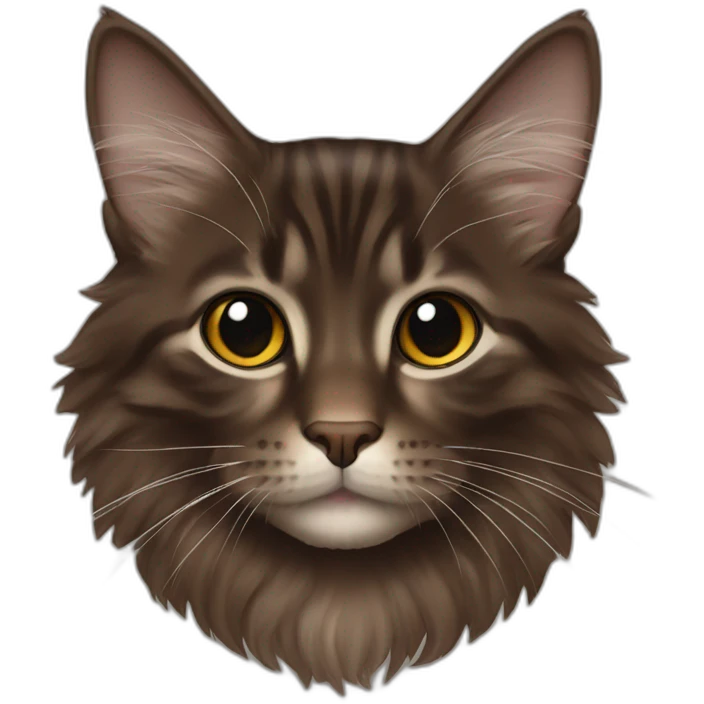 Tiny dark brown maincoon cat emoji