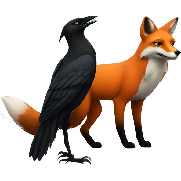 realistic fox and crow emoji