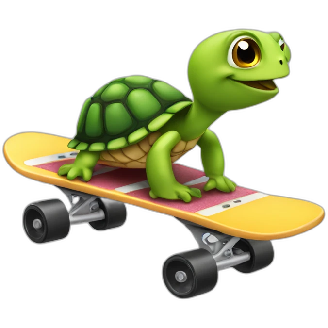 Turte riding a scateboard emoji