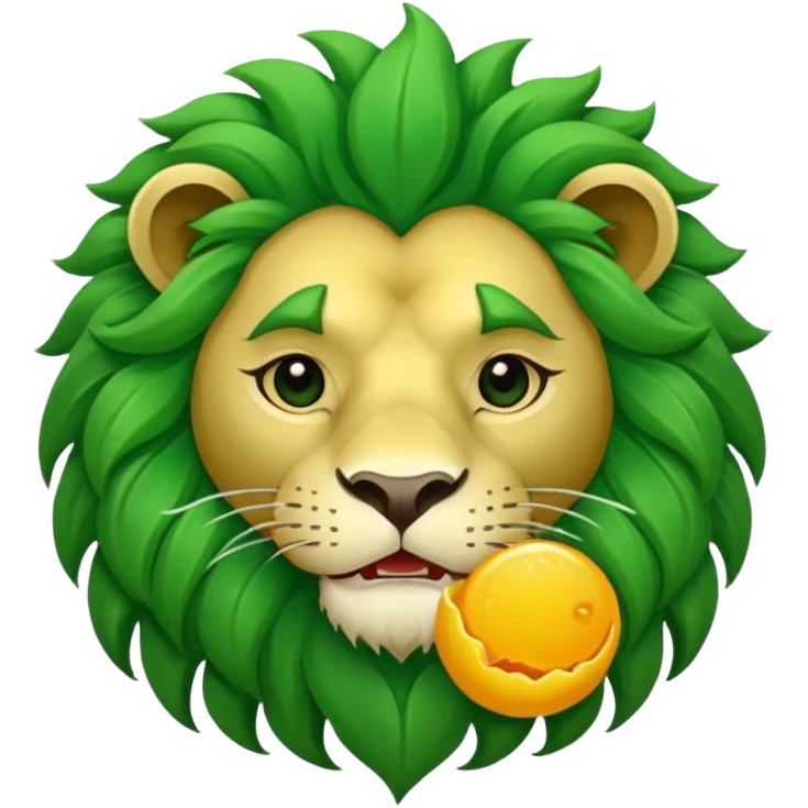 Majestic green lion eating sun emoji