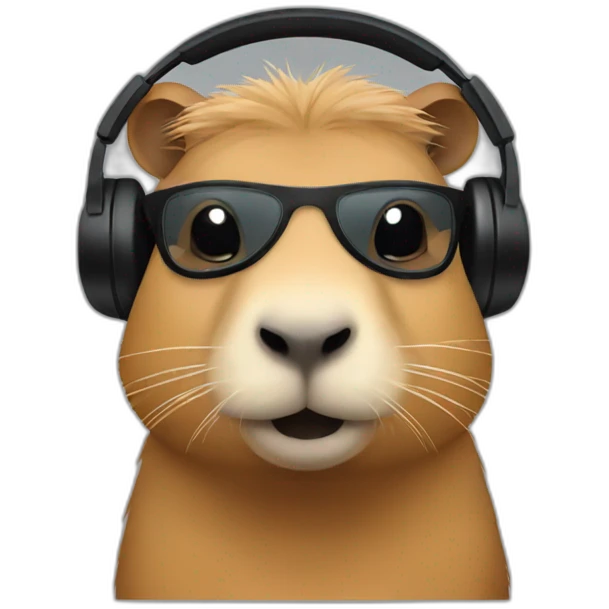 Capybara with black headset emoji