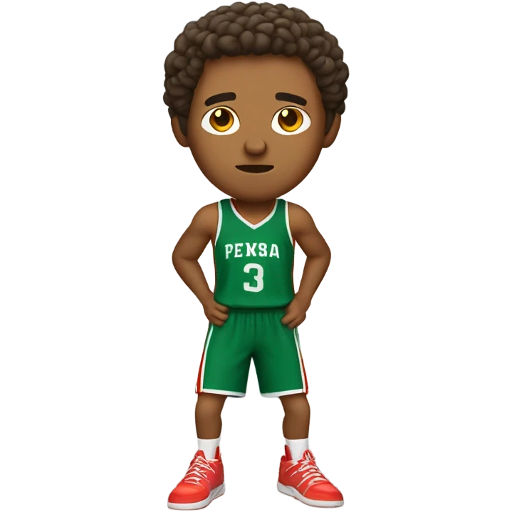Mexican guy with short curly hair playing basketball emoji