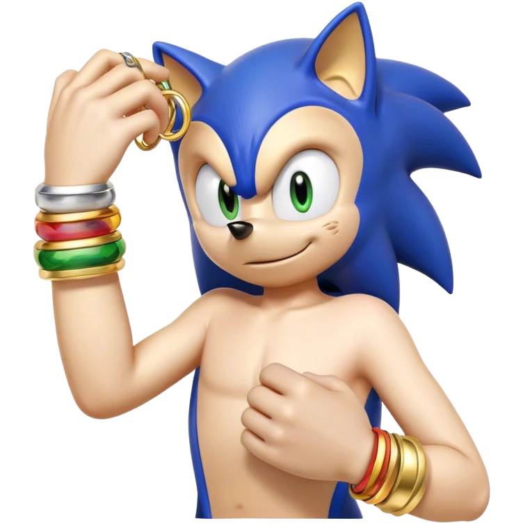Sonic with different colour and hand full of gold rings  emoji