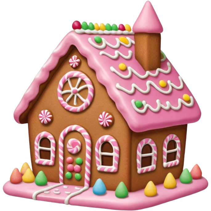 Gingerbread house pink emoji