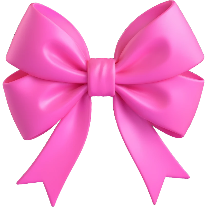 3D emoji style bow, bubblegum pink, extra shiny and puffy emoji