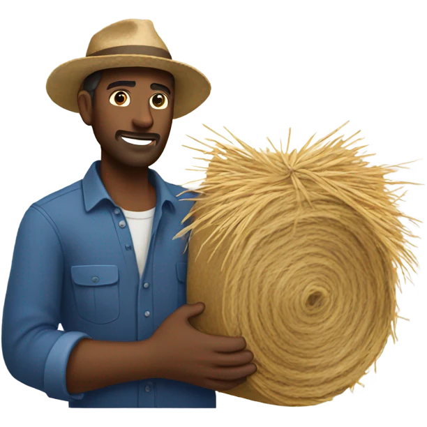 A man with a hay emoji
