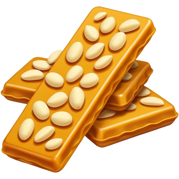 Suzhou Pine Nut Candy brittle sweet with visible nuts, simplified emoji style with bold outlines and bright colors, cartoon style traditional Chinese confection emoji