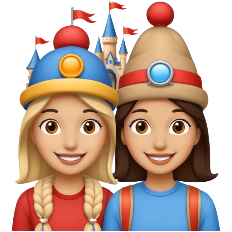 photo frame of 2 friends in a theme park emoji