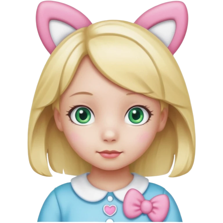 11 year old girl with blond hair and blue green eyes dressed as my melody hello kitty  emoji